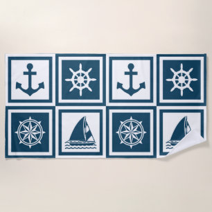 Nautical themed design beach towel