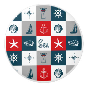 Nautical themed design ceramic knob