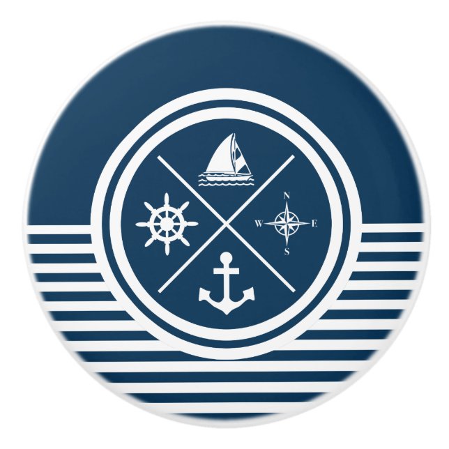 Nautical themed design ceramic knob (Front)