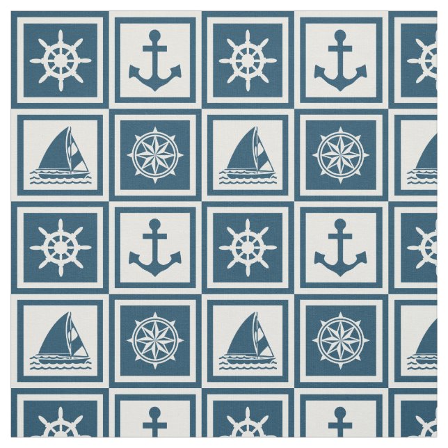 Nautical themed design fabric (Swatch)
