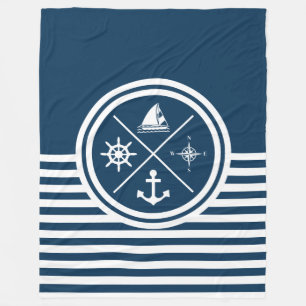 Nautical themed design fleece blanket