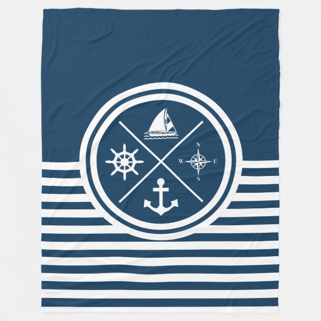 Nautical themed design fleece blanket (Front)