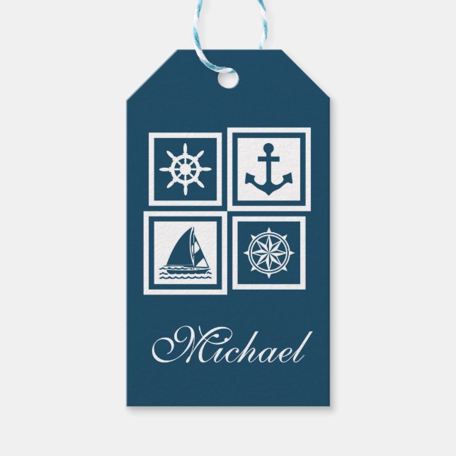 Nautical themed design gift tags (Front)