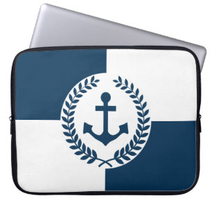 Nautical themed design laptop sleeve