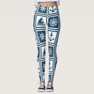 Nautical themed design leggings