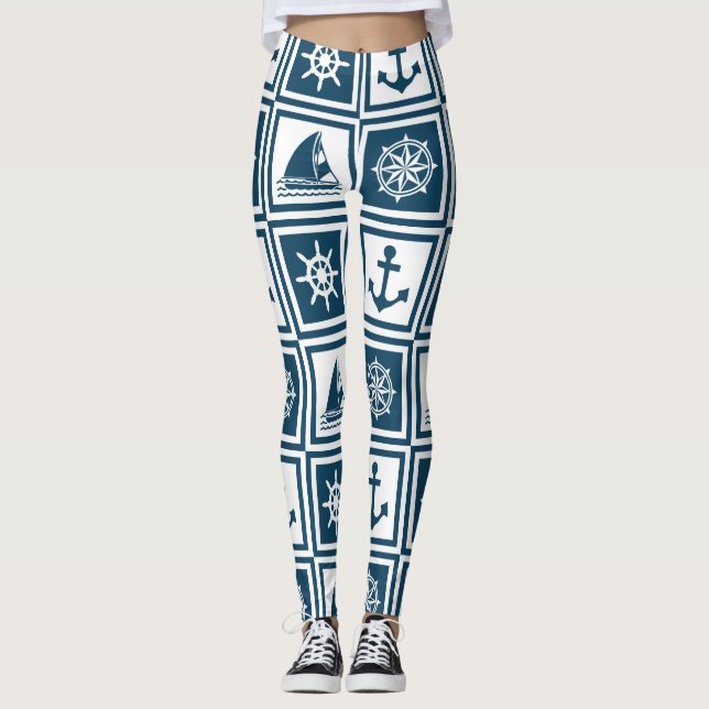 Nautical themed design leggings (Front)