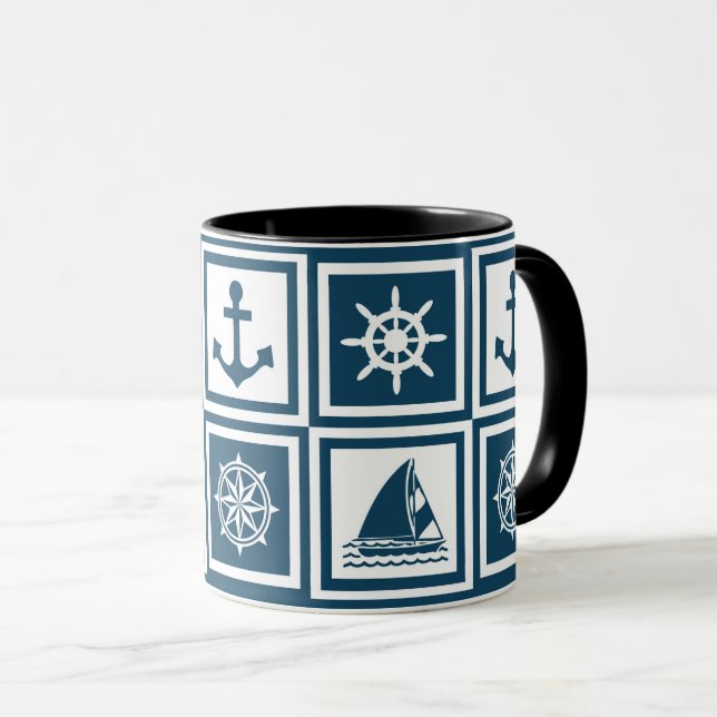 Nautical themed design mug (Front Right)