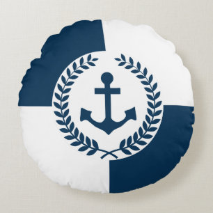 Nautical themed design round pillow