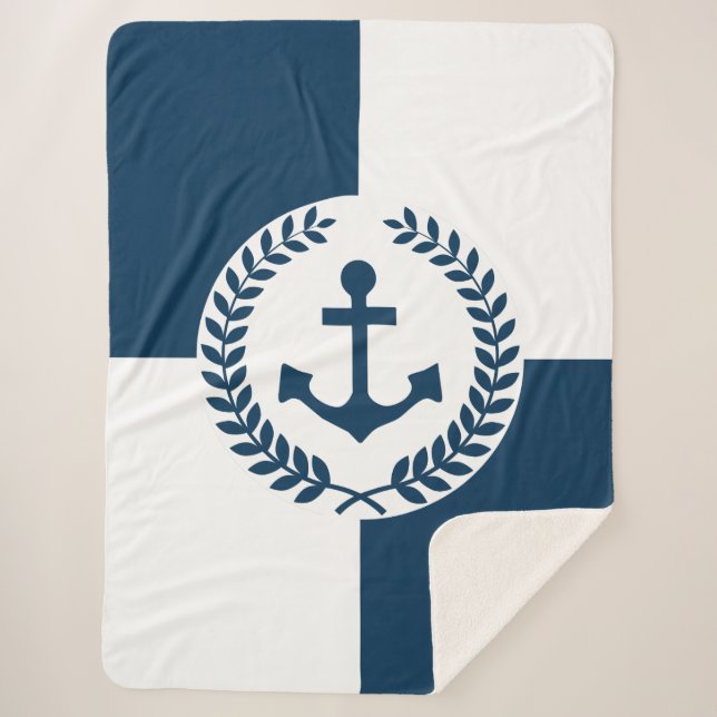 Nautical themed design sherpa blanket (Front)