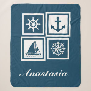 Nautical themed design sherpa blanket