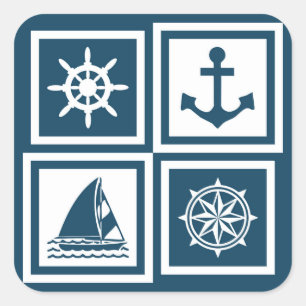 Nautical themed design square sticker