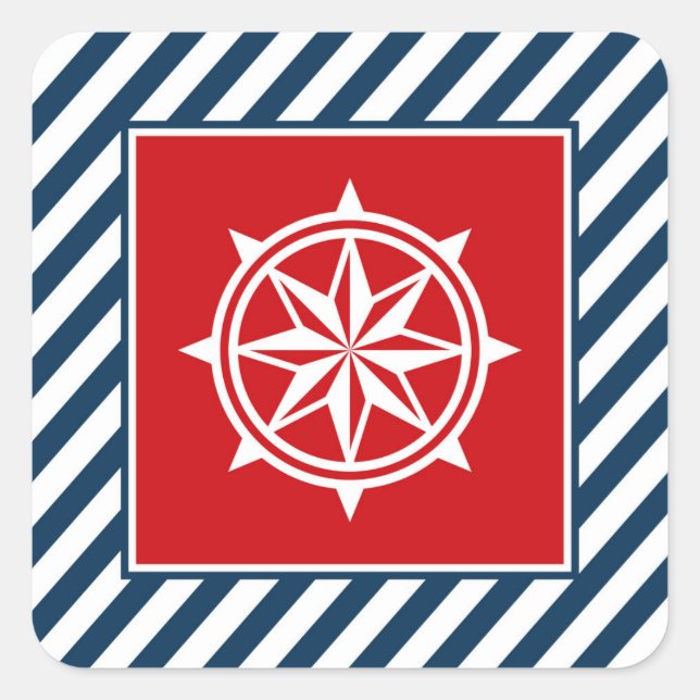 Nautical themed design square sticker (Front)