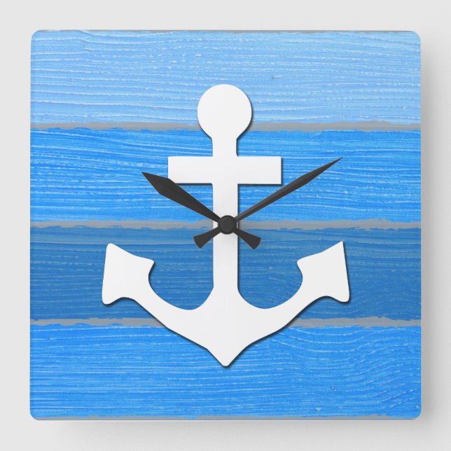 Nautical themed design square wall clock (Front)