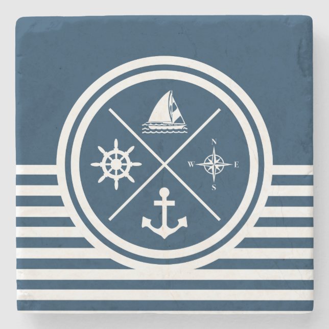 Nautical themed design stone coaster (Front)