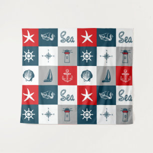 Nautical themed design tapestry