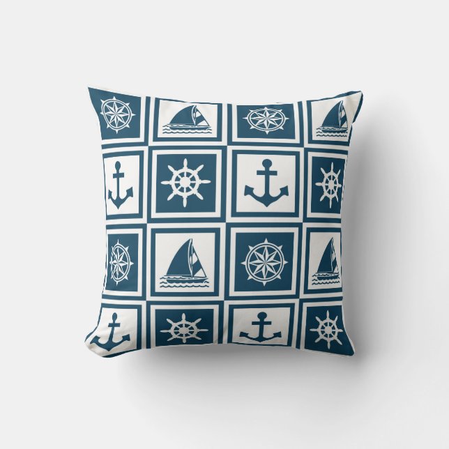 Nautical themed design throw pillow (Front)