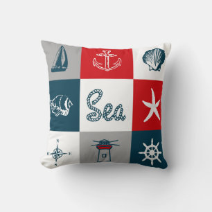 Nautical themed design throw pillow