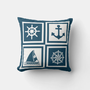 Nautical themed design throw pillow