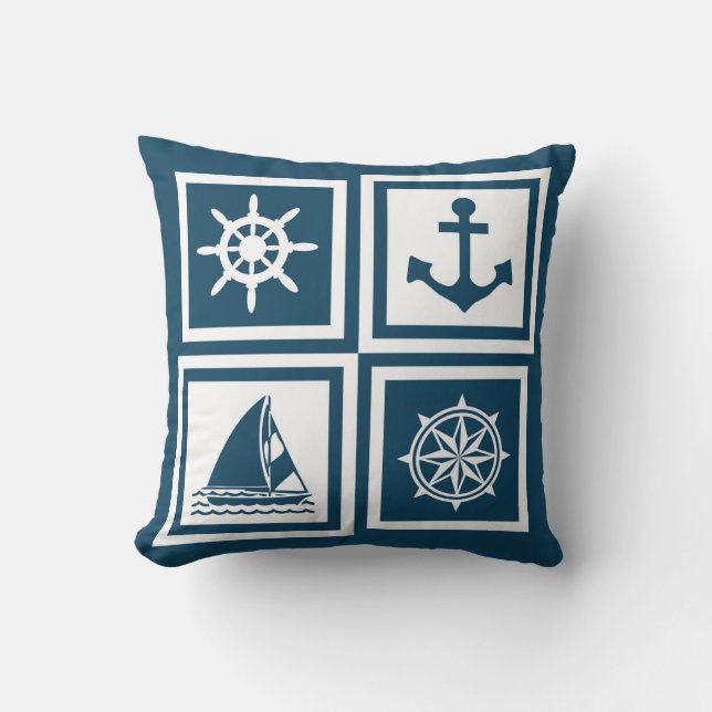 Nautical themed design throw pillow (Front)