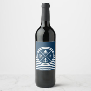 Nautical themed design wine label