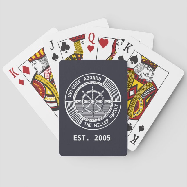 Nautical themed design with sailing wheel playing cards (Back)