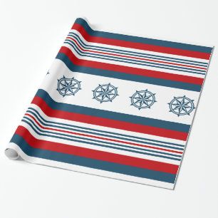 Nautical themed design wrapping paper