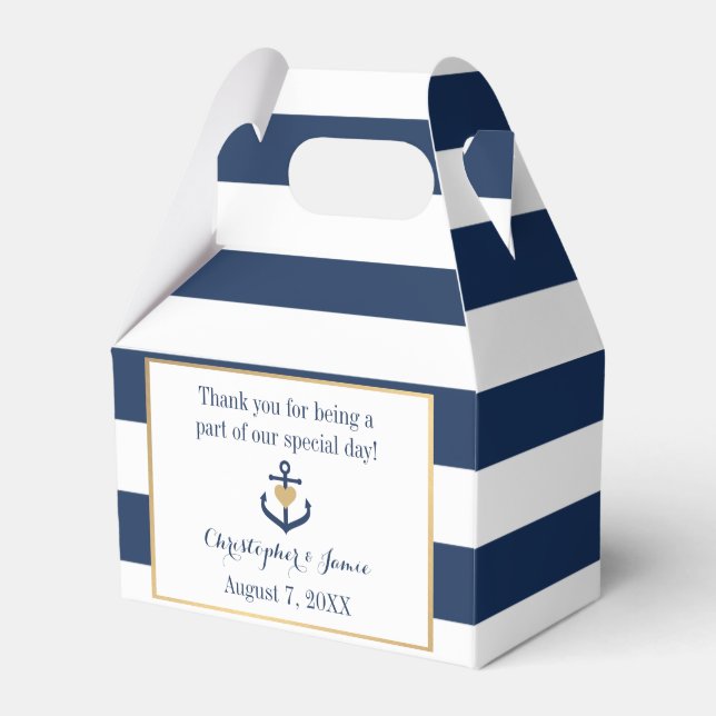 Nautical themed Favour Boxes - Anchor Design (Front Side)