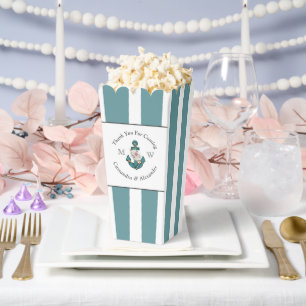 Nautical-Themed Floral Anchor White Aqua Teal Blue Favor Box