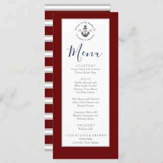 Nautical-Themed Floral Anchor White Maroon Red Menu