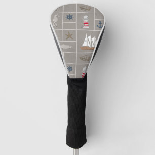 Nautical themed illustration golf head cover