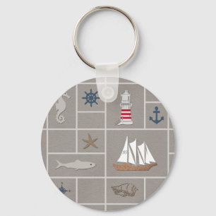 Nautical themed illustration keychain