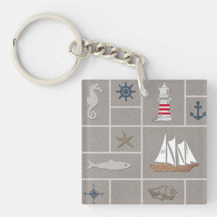 Nautical themed illustration keychain