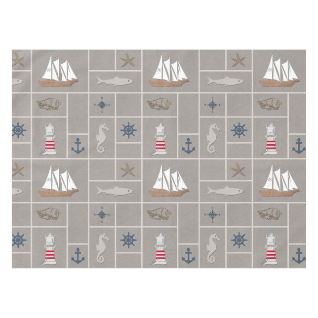 Nautical themed illustration tablecloth (Front (Horizontal))