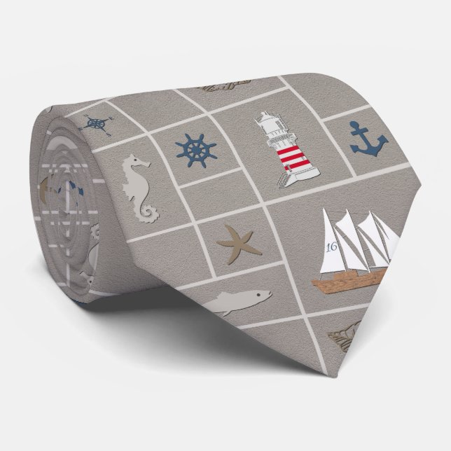 Nautical themed illustration tie (Rolled)