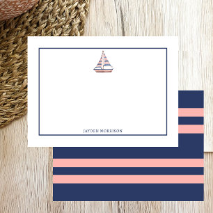 Nautical Themed Sailboat Name Personalized Card