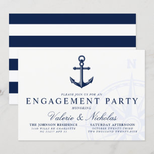 Nautical Themed   Vintage Anchor Engagement Party Invitation