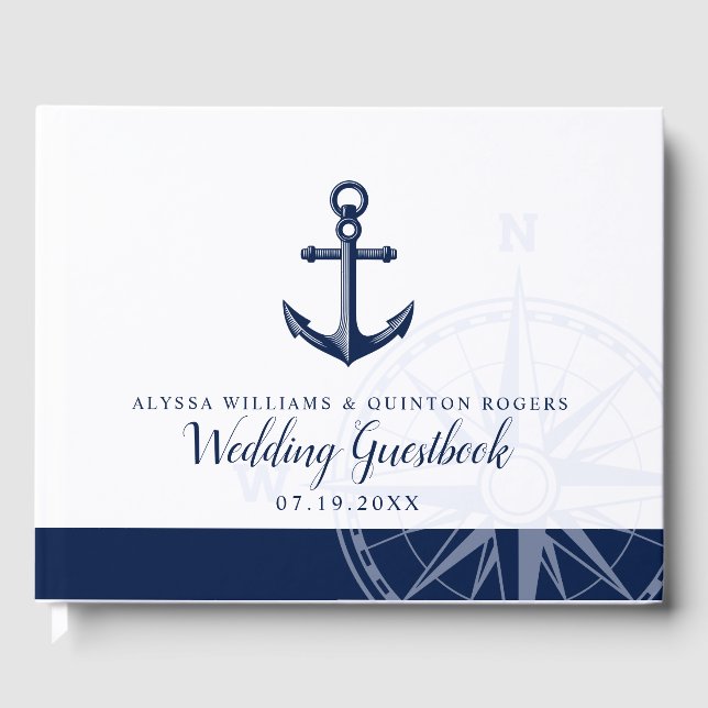 Nautical Themed | Vintage Anchor Wedding Guest Book (Front)