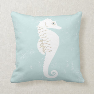 Nautical Throw Pillow with Sea Horse