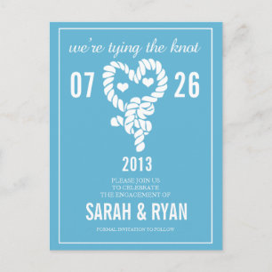 Nautical Tie the Knot Blue Save the Date Postcards
