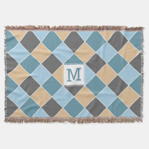 Nautical Tiles custom monogram throw blanket