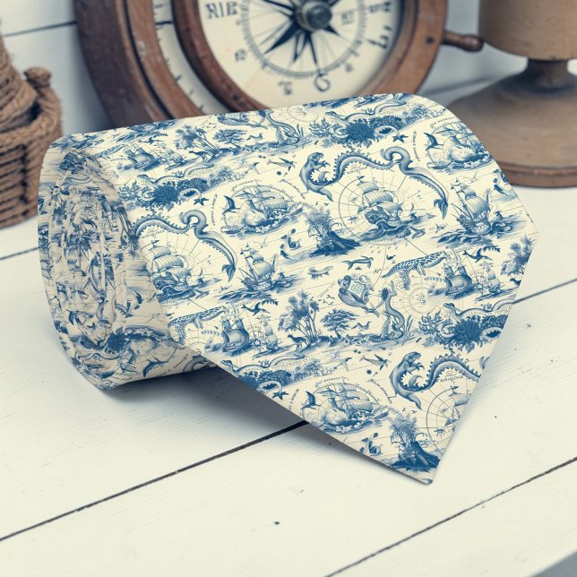 Nautical Toile Custom Necktie (Creator Uploaded)