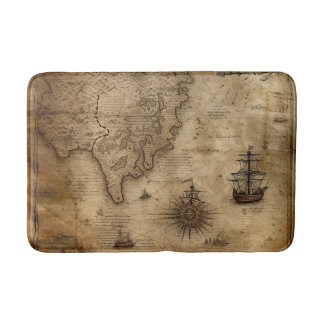 Nautical Treasure Map Bath Mat