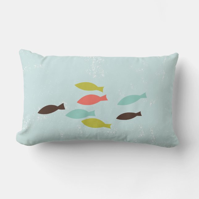 Nautical Tropical Beach throw Pillow with Fish (Front)