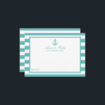 Nautical Turquoise Stripe Anchor Wedding Advice Card<br><div class="desc">Celebrate in style with these nautical anchor advice cards. The simple yet stylish design will allow your guests to write a note of advice for you to keep and read over in years to come. The wording is easy to personalize so these cards can quickly be transformed into advice cards...</div>
