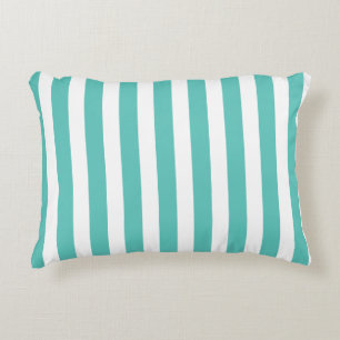 Nautical Turquoise & White Striped  Accent Pillow