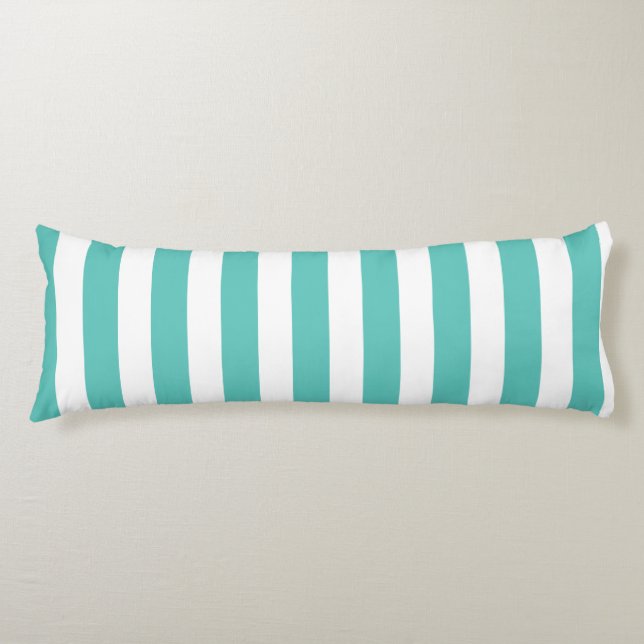 Nautical Turquoise & White Striped   Body Pillow (Front)