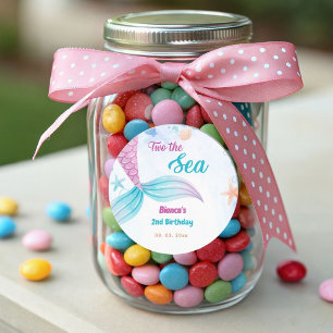 Nautical two the Sea 2nd Birthday party Classic Round Sticker