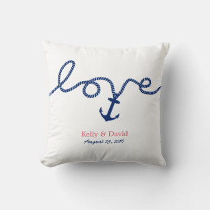 Nautical Tying the Knot Anchor Wedding Throw Pillow