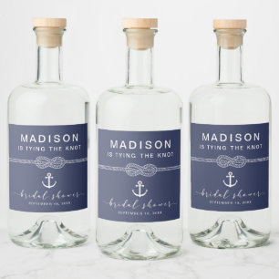Nautical Tying the Knot Bridal Shower Favour Liquor Bottle Label