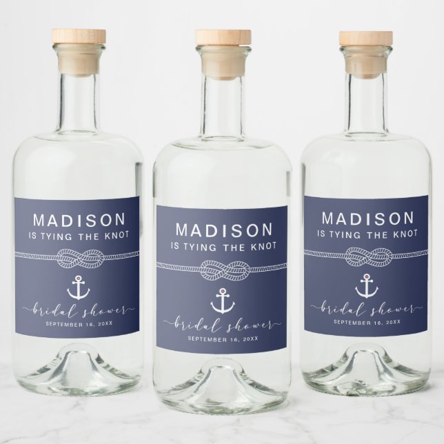 Nautical Tying the Knot Bridal Shower Favour Liquor Bottle Label (Bottles)